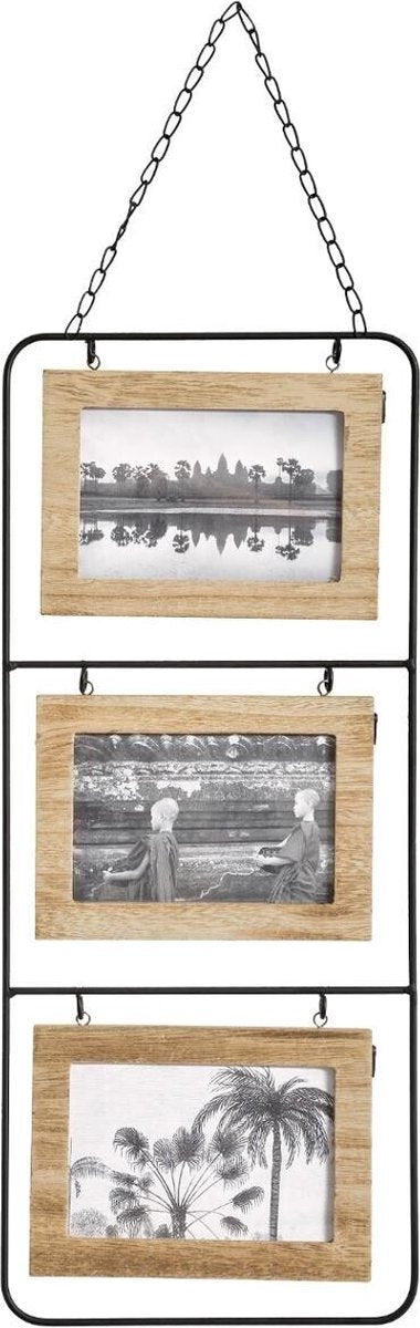Cadre photo mural Atmosphera 3 photos bois mdf (52 x 22 cm)