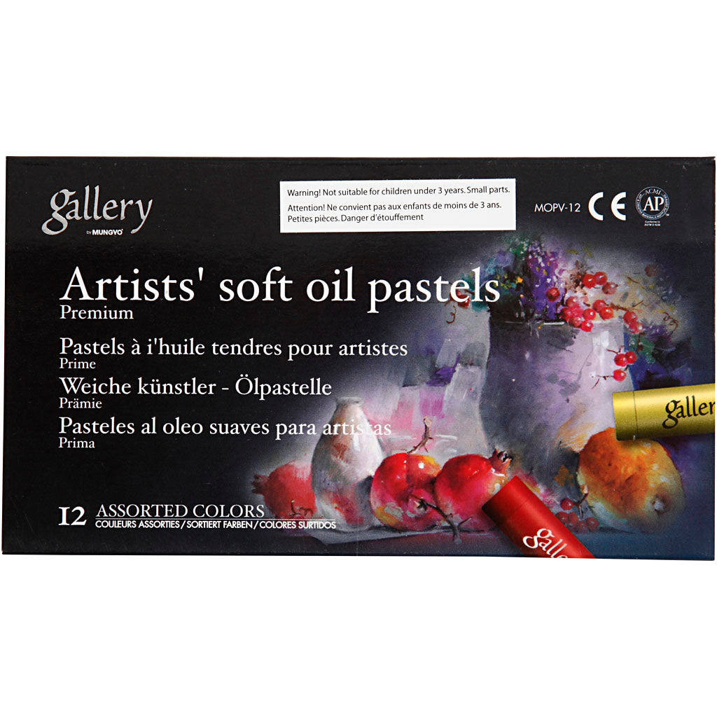 Mungyo gallery pastel à l'huile premium, l: 7 cm, épaisseur 10 mm, différentes couleurs, 12 pièces 1 boîte