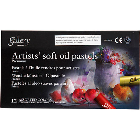 Mungyo gallery pastel à l'huile premium, l: 7 cm, épaisseur 10 mm, différentes couleurs, 12 pièces 1 boîte