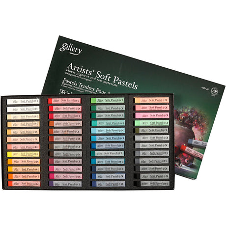 Set de pastels tendres Mungyo Gallery, l : 6,5 cm, épaisseur 10 mm, différentes couleurs, 48 pièces 1 boîte