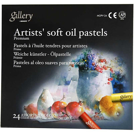 Mungyo gallery pastel à l'huile premium, l: 7 cm, épaisseur 10 mm, différentes couleurs, 24 pièces 1 boîte