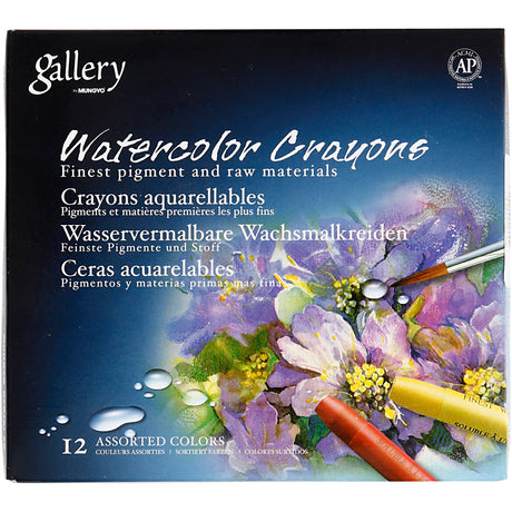 Crayons aquarelle Mungyo, l : 9,3 cm, différentes couleurs, 12 pièces, 1 boîte