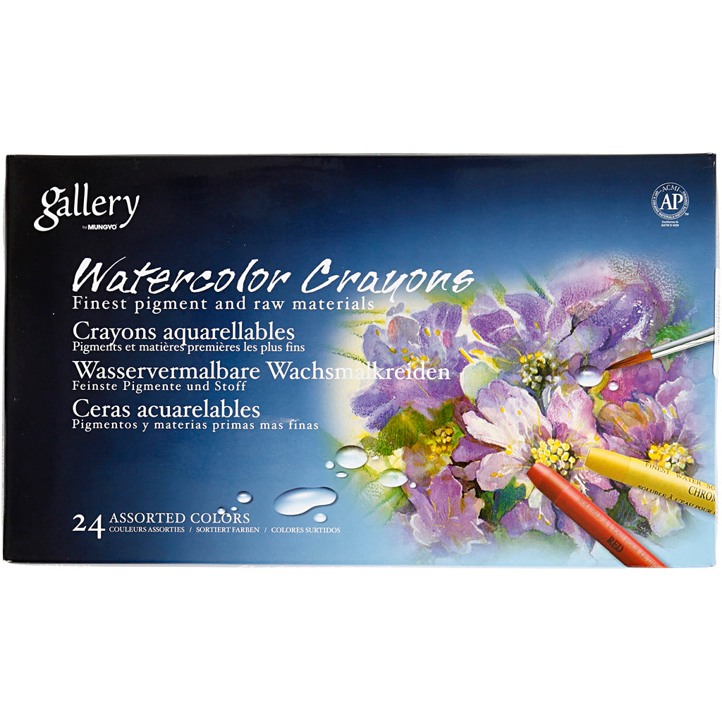 Craie aquarelle Mungyo, l : 9,3 cm, différentes couleurs, 24 pièces, 1 boîte
