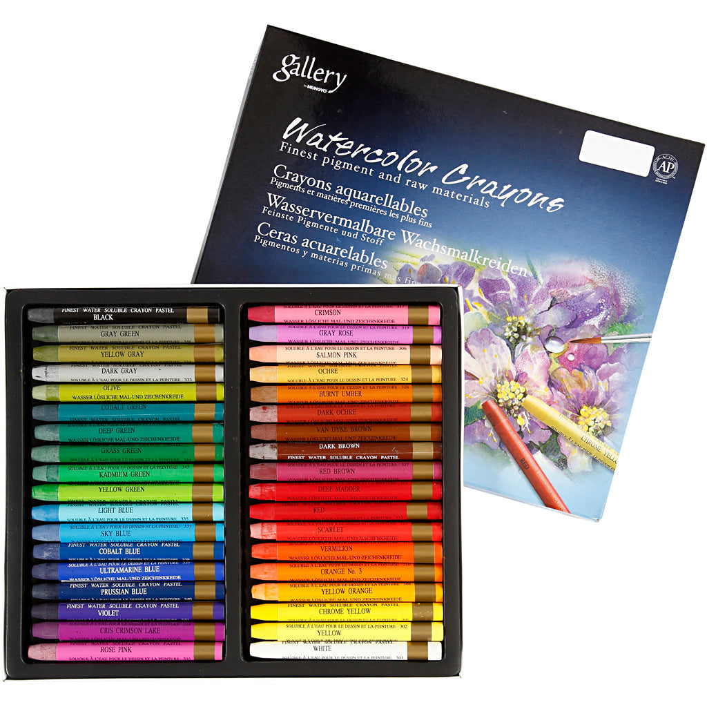 Crayons aquarelle Mungyo, l : 9,3 cm, différentes couleurs, 36 pièces, 1 boîte