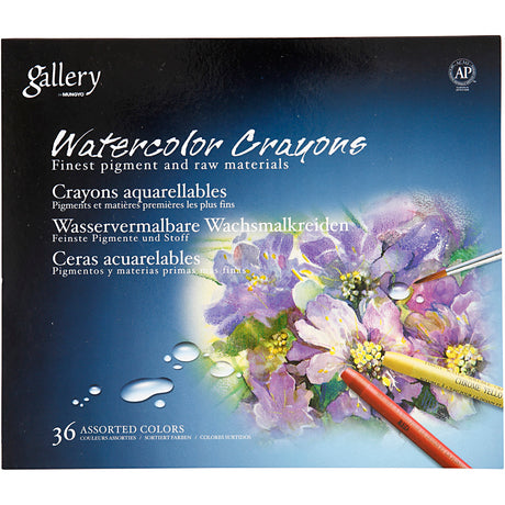 Crayons aquarelle Mungyo, l : 9,3 cm, différentes couleurs, 36 pièces, 1 boîte