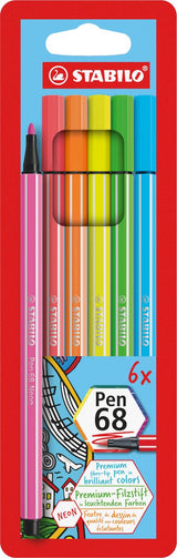 Stabilo pen 68 - feutre - set de 6 pièces fluorescentes