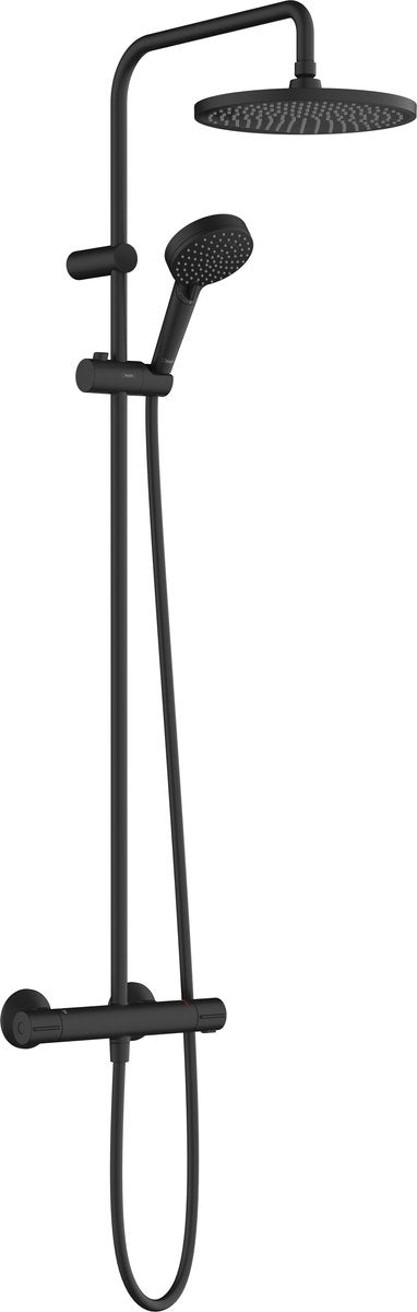 Mélange de vernis Hansgrohe - tube de douche - économie d'eau ecosmart - taille 240 mm - 1 fonction jet - noir mat - avec thermostat