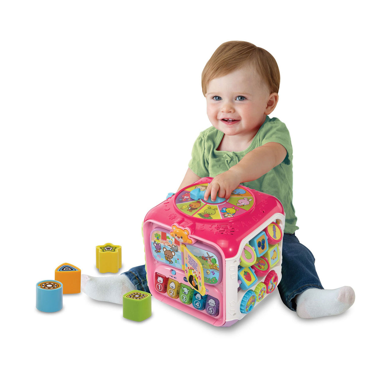 Vtech cube d'activités bébé - jouets éducatifs bébé - animaux, chiffres et couleurs - cadeau - de 9 à 36 mois - rose