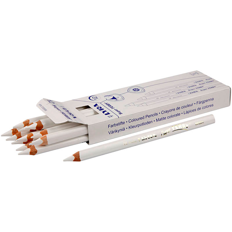 Crayons de couleur Lyra super ferby 1, L : 18 cm, mine 6,25 mm, blanc, 12 pièces 1 boîte