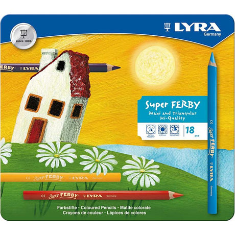 Crayons de couleur Lyra super ferby 1, L : 18 cm, recharge 6,25 mm, couleurs assorties, 18 pièces 1 boîte