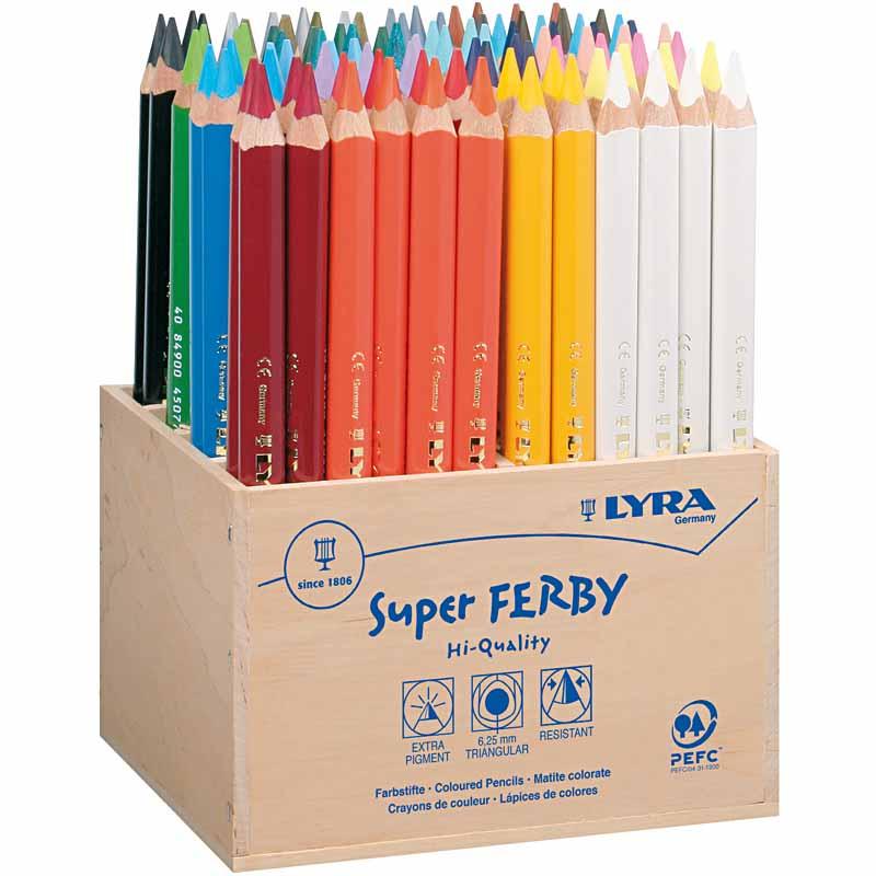 Crayons de couleur Lyra super ferby 1, L : 18 cm, mine 6,25 mm, couleurs assorties, 96 pièces 1 boîte
