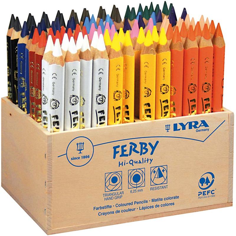 Crayons de couleur Lyra super ferby 1, L : 12 cm, mine 6,25 mm, couleurs assorties, 96 pièces 1 boîte