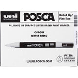Marqueur Uni-posca posca, taille PC-3m, largeur de trait 0,9-1,3 mm, fin, noir, or, argent, 12 div 1 boîte