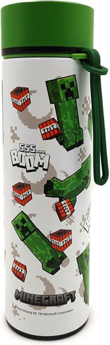 Puckator minecraft -creeper - arbre - bouteille thermos - 450ml - thermomètre - gobelet
