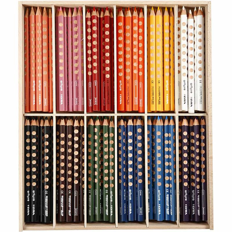 Crayons de couleur Lyra groove, l: 18 cm, recharge 4,25 mm, différentes couleurs, 12x12 pièce 1 boîte