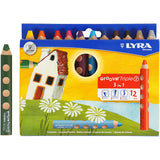 Crayons de couleur Lyra groove triple1, l : 12 cm, recharge 10 mm, couleurs assorties, 12 pièces 1 boîte
