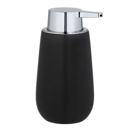 Wenko zeepdispenser badi zwart mat keramiek 320ml - zeeppompje vrijstaand en navulbaar - badkamer toilet keuken