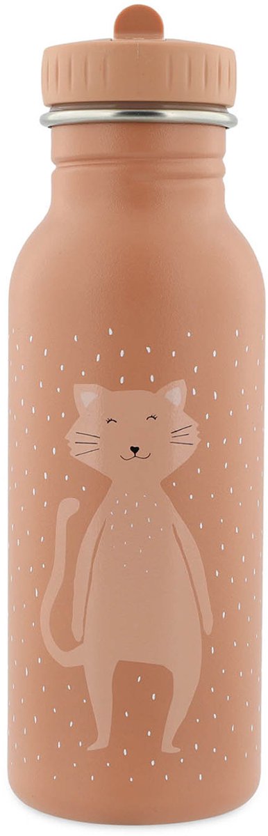 Gourde Trixie - Mme. chat - bouteille d'eau en acier inoxydable pour enfant - 500 ml - bouteille anti-fuite - rose - chat