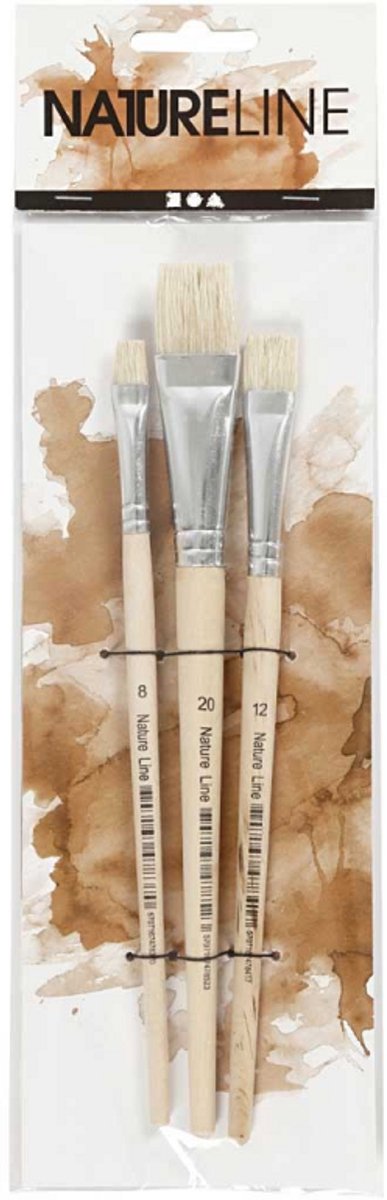 Société créative http : www.ccobby.nl nature-line-brushes-size-8-12-20-l-18-5-20-5-cm-b-10-20-mm-flat-3-piece-1-box