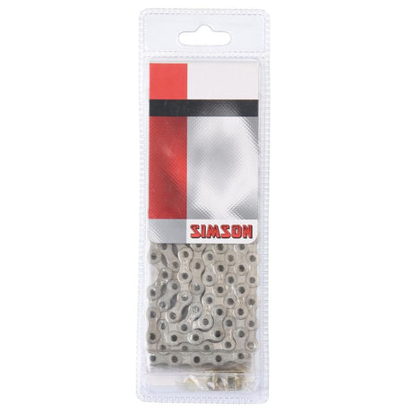 Collier Simson Normal Strong - chaîne de vélos supplémentaire pour les vélos de ville sans équipement et vélos avec équipement de moyeu (112 liens, 1 2x1 8, argent)
