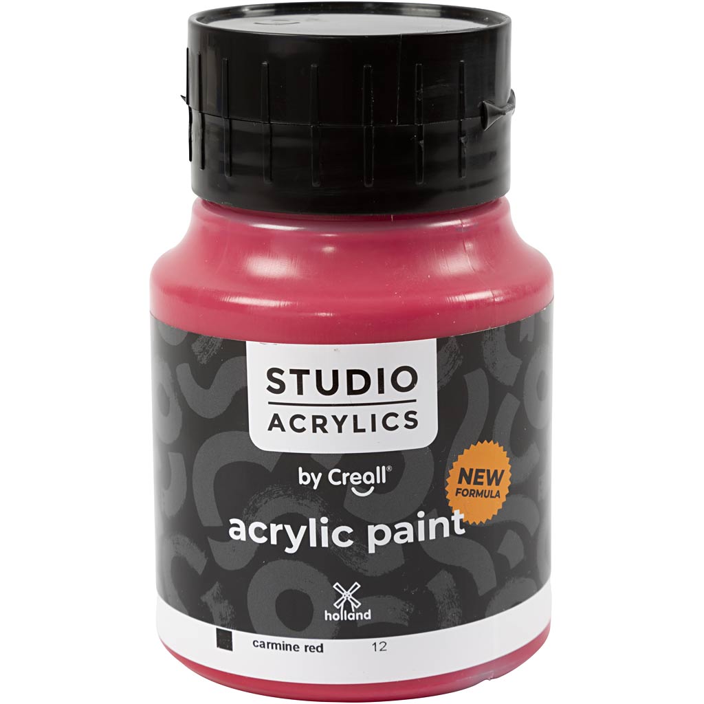 Peinture acrylique Creall Studio, opaque, rouge carmin (12), 500 ml 1 bouteille