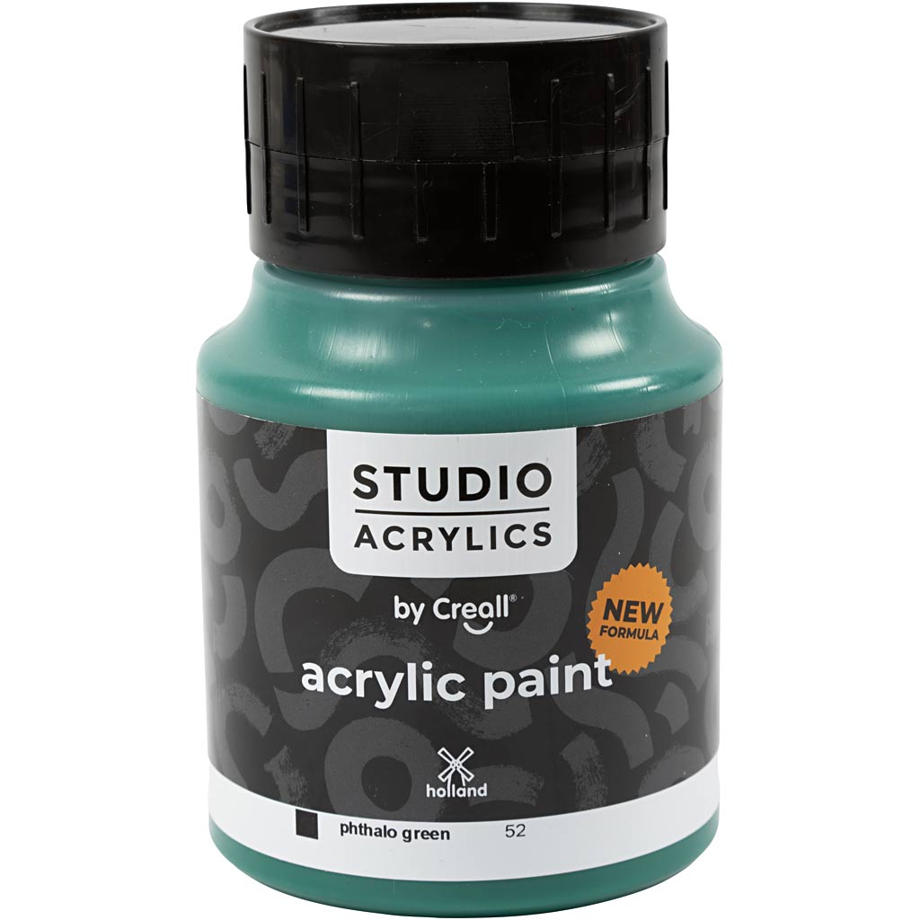 Peinture acrylique Creall Studio, opaque, vert phtalo (52), 500 ml 1 flacon