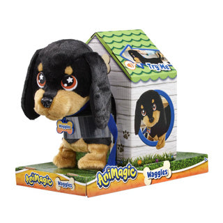 Goliath animagic waggles peluche chien - noir - peluche interactive - marcher et communiquer avec waggles