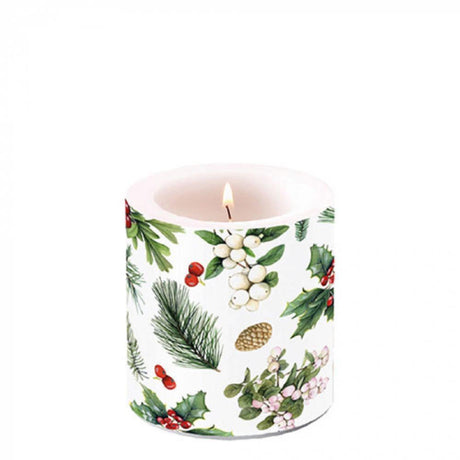 Bougie d'ambiance petite verdure d'hiver blanche