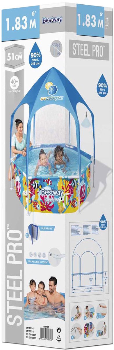 Bestway pour enfants pour enfants acier acier pro uv prudent au-dessus du sol 183x51 cm