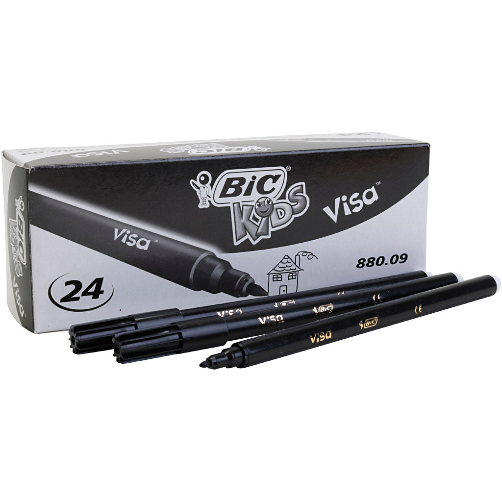 Marqueur fin Bic Visa, largeur de trait 0,7 mm, noir, 24 pièces 1 boîte