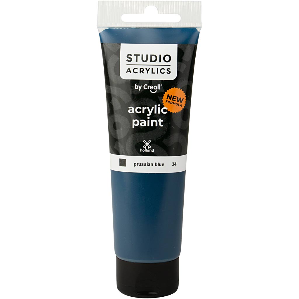 Peinture acrylique Creall Studio, opaque, bleu de Prusse (34), 120 ml 1 flacon