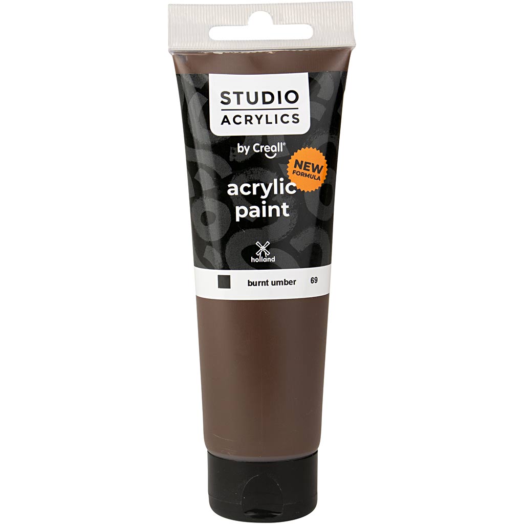 Peinture acrylique Creall Studio, opaque, terre d'ombre brûlée (69), 120 ml 1 bouteille