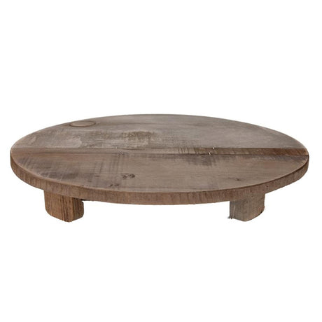 Plateau de collections naturel avec socle en vieux bois ø38x7cm