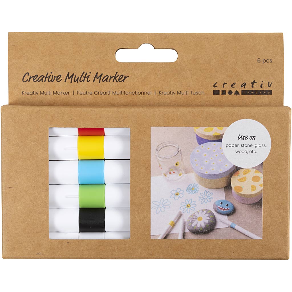 Creativ company marqueur multi créatif, largeur de trait 4 mm, différentes couleurs, 6 pièces 1 boîte