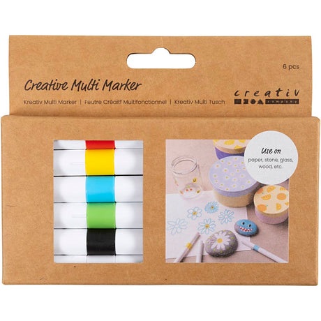 Creativ company marqueur multi créatif, largeur de trait 4 mm, différentes couleurs, 6 pièces 1 boîte