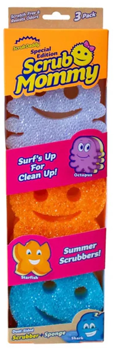 Scrub papa gommage maman - copains de plage - édition limitée - - 3 pack - éponge de nettoyage