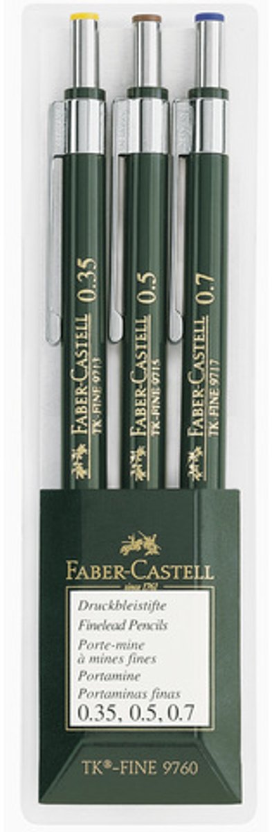 Porte-mine Faber-castell - tk-fine 9760 - ensemble 3 pièces - hb - fc-136030