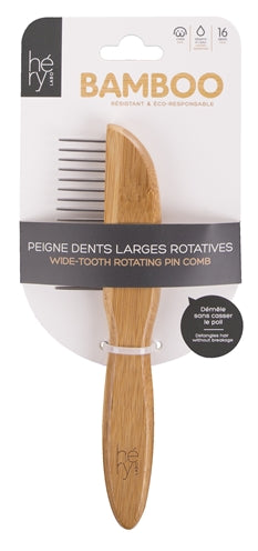 Hery labo peigne grossier à dents rotatives bambou