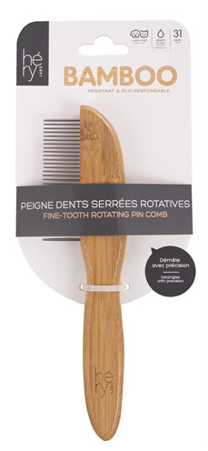 Hery labo peigne fin à dents rotatives en bambou