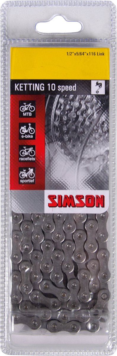Simson Ketting Derilleur 10 bicycle Chaîne à 10 vitesses, revêtement anti-rust, 116 liaisons, 1 2 x5 64