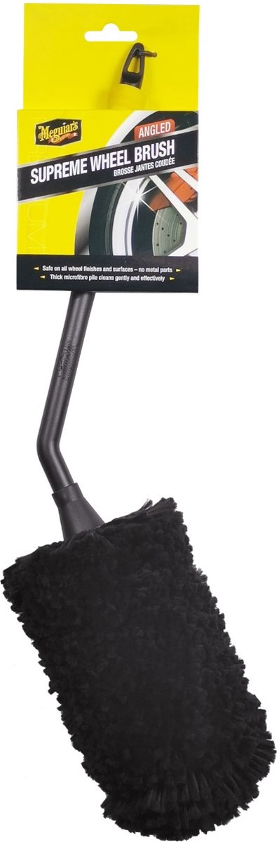 Meguiar's Meguiar's Supreme Brosse à roue coudée moyenne - 35 cm - Brosse à roue incurvée pour jantes et étriers de frein - Tête en microfibre extra douce - Accessoire de détail de voiture