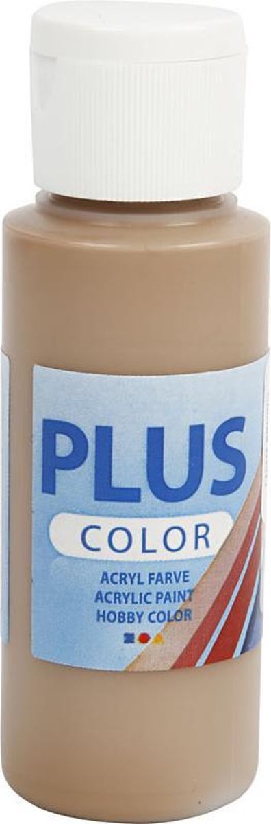 Peinture acrylique Plus Color - Peinture beige - Peinture acrylique - Peinture acrylique - Peinture hobby - Peinture à séchage rapide - Peinture opaque - Peinture à l'eau - Peinture de décoration de haute qualité - Marron clair - Peinture - 60 ml