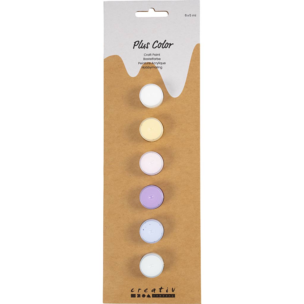 Creativ company plus color peinture acrylique, couleurs pastel, 6x5 ml 1 boîte