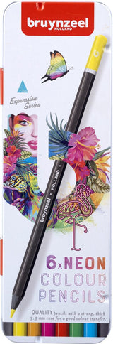 Bruynzeel expression crayons de couleur tons fluo boîte de 6