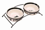 Trixie food bowl Drinking bin Set eat on your feet white black