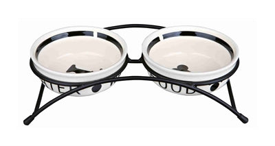 Trixie food bowl Drinking bin Set eat on your feet white black