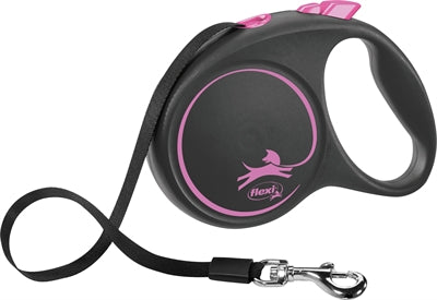 Ruban design noir ligne rétractable Flexi rose