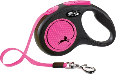 Ligne rétractable Flexi nouveau ruban néon classique noir rose