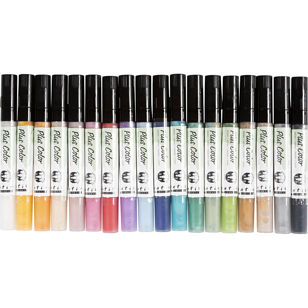 Société créative https : www.ccobby.nl plus-color-marker-l-14-5-cm-line Thickness-1-2-mm-various-colors-5-5-ml-18-piece-1-box