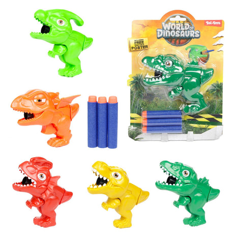 Monde des dinosaures mini dinopistool avec des flèches, 4dlg.